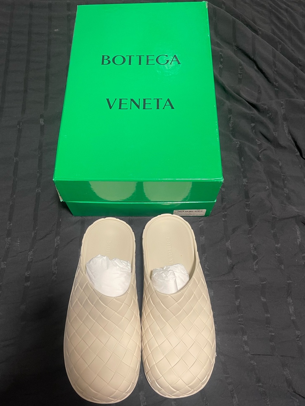 Bottega Veneta Cream Woven Slide Mules